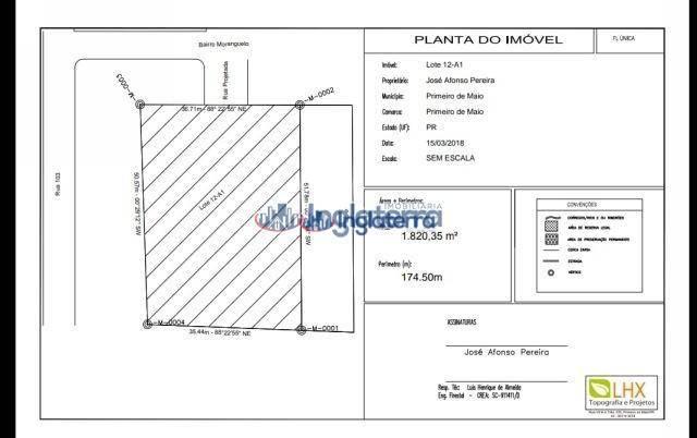 Terreno à venda, 1820 m² por R$ 180.000,00 - Centro - Primeiro de Maio/PR - Foto 4
