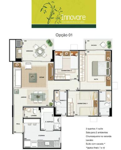Apartamento Innovare Sacada Com Churrasqueira 02 Vagas De Garagens - Foto 20