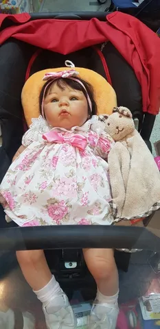 Boneca Bebé Reborn menino 55cm em Vinil com acessórios, feito a mão, recém  nascido, olhos abertos