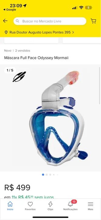 Máscara  de mergulho profissional Full Face Odyssey Mormaii