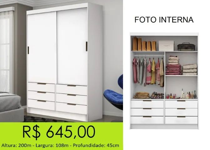 Guarda roupa solteiro - parcelamos sem juros 