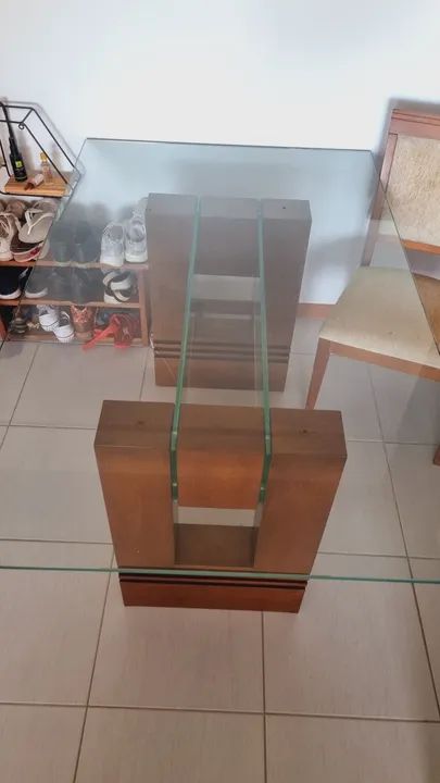 Jogo de mesa tampo de vidro c 4 cadeiras  - Foto 2