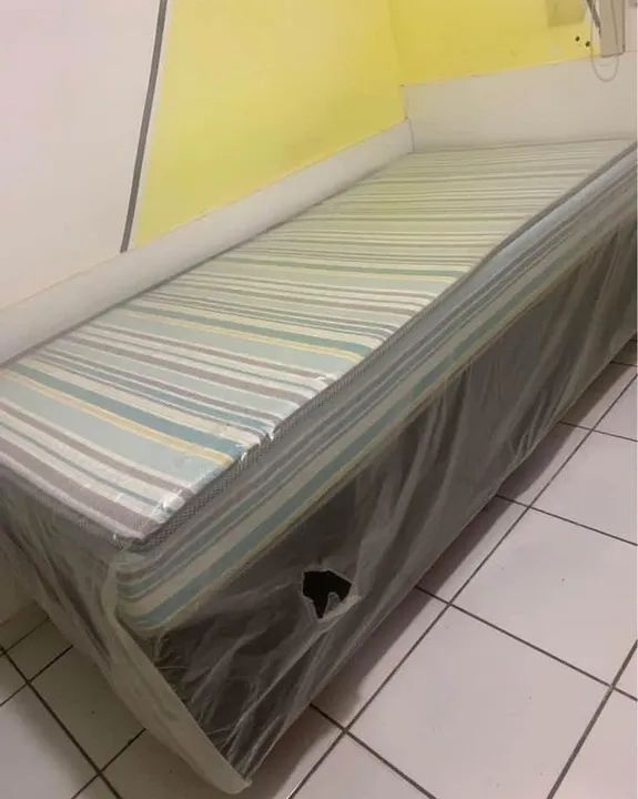 Cama Box Solteirão com Colchão Molas Ensacadas - Novo - Foto 2