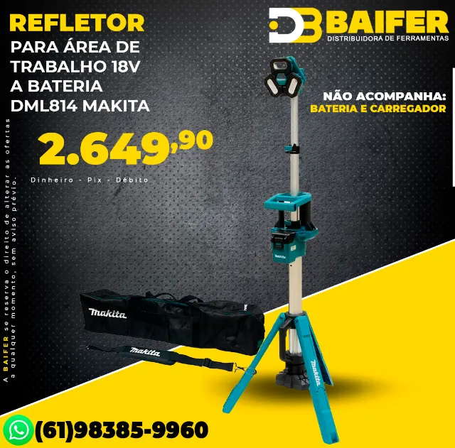 Refletor Para Área De Trabalho 18v A Bateria Dml814 Makita