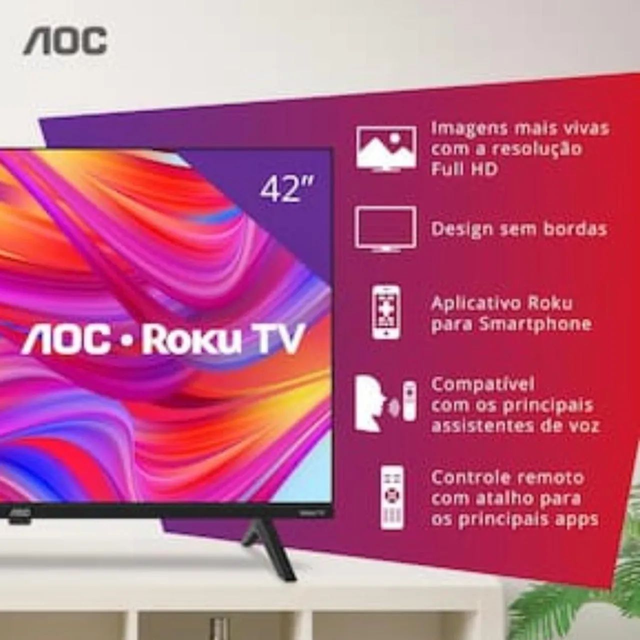 Smart TV AOC Roku 42 polegadas - Foto 2