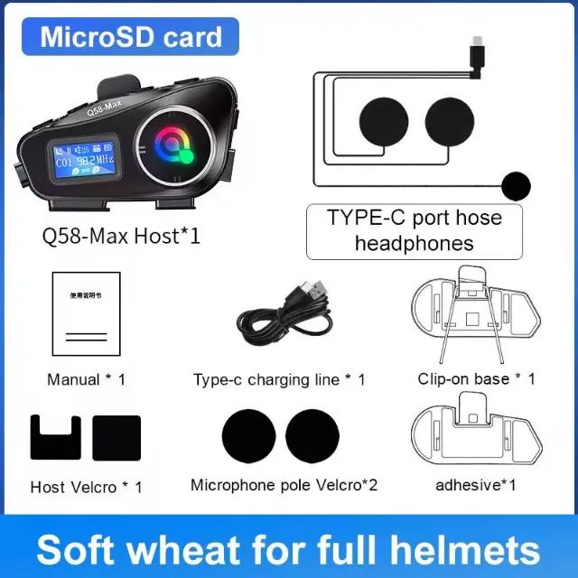 ? Comunicador Capacete, Moto Q58-Max Bluetooth À Prova d'Água IP65, Rádio FM - Foto 5