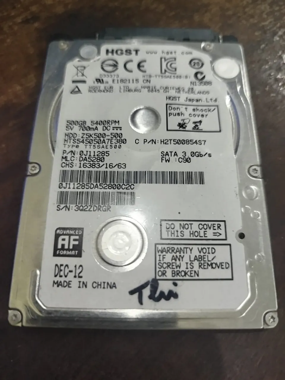 HD P/ NOTEBOOK HGST 500GB 2,5