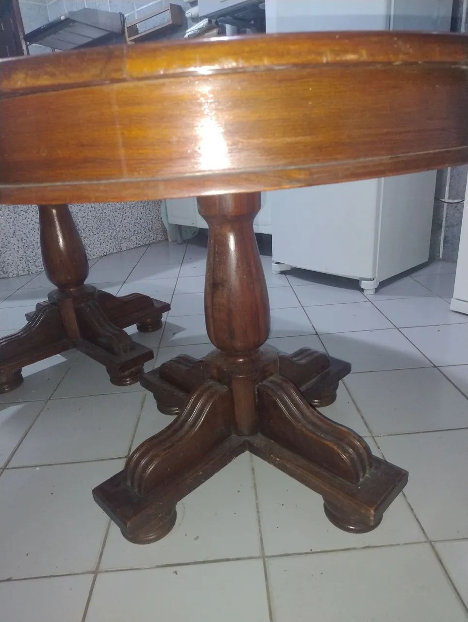 MESA ANTIGA PES DE MADEIRA MACIÇA (MOGNO) - Mesas - Marambaia, Belém ...