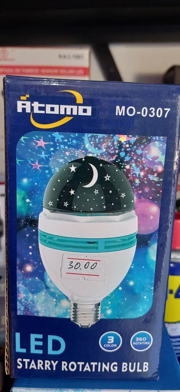 Lâmpada LED Giratória Estrelas e Lua - Atom
