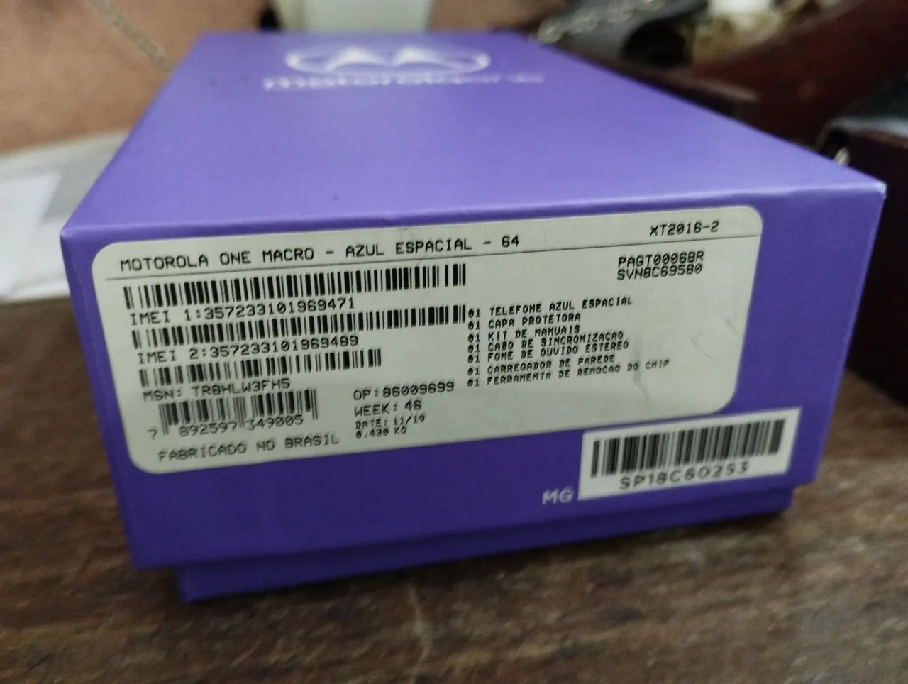 Motorola One Macro Azul Espacial 64GB - Novo