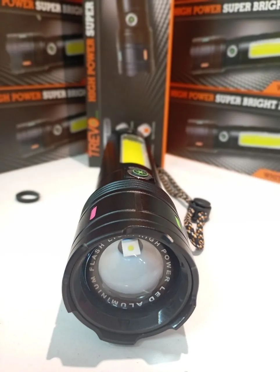 Lanterna Recarregável Trevo High Power Super Bright Flashlight - LED Branco - Foto 3