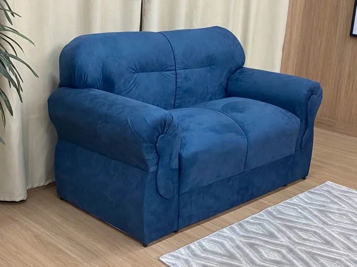 Conjunto de Sofá 2 e 3 Lugares Suede Azul  - Foto 2