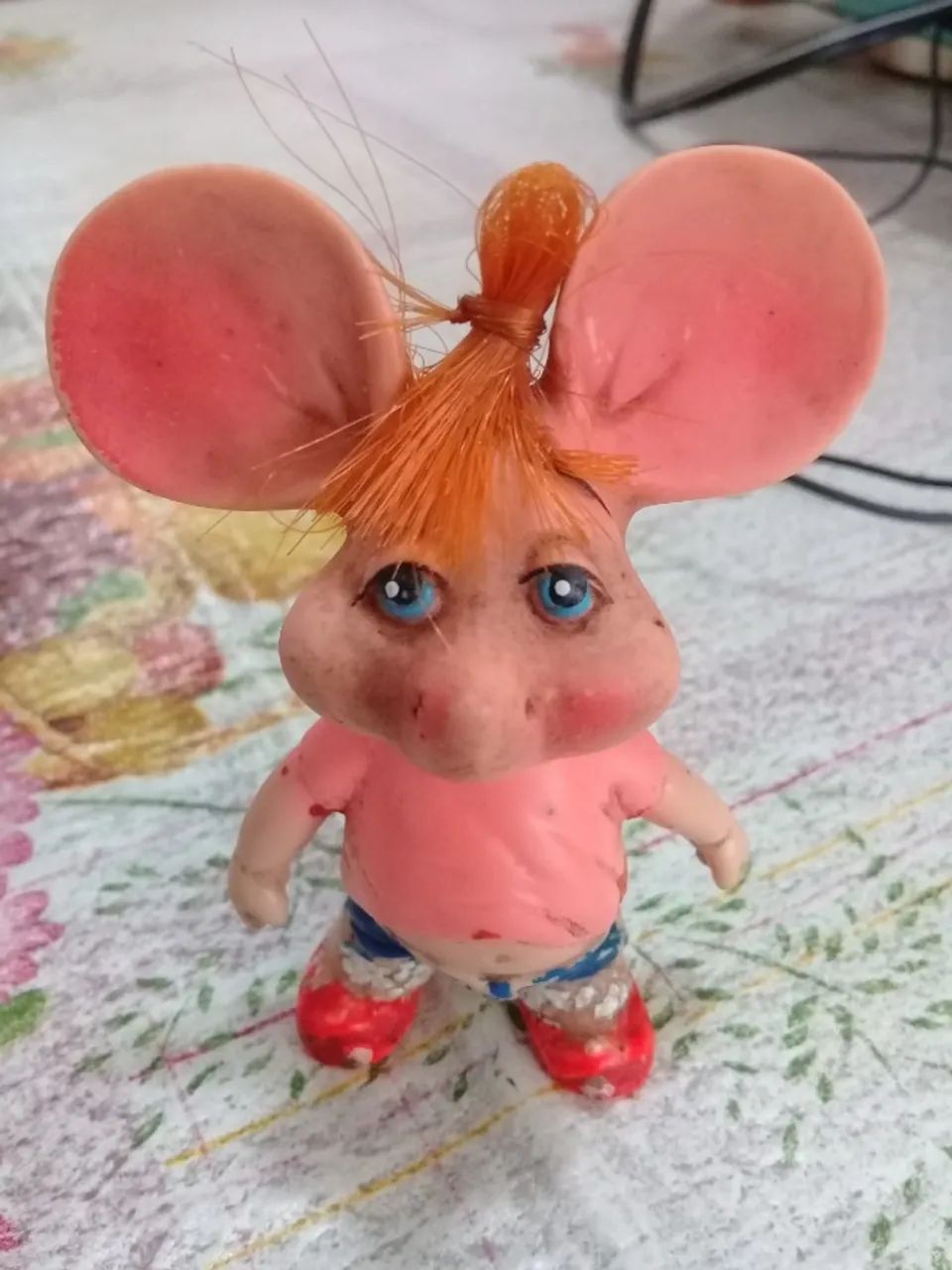 Boneco antigo Topo Gigio Original, de Borracha, cabeça Removível, 7 cm - Foto 2