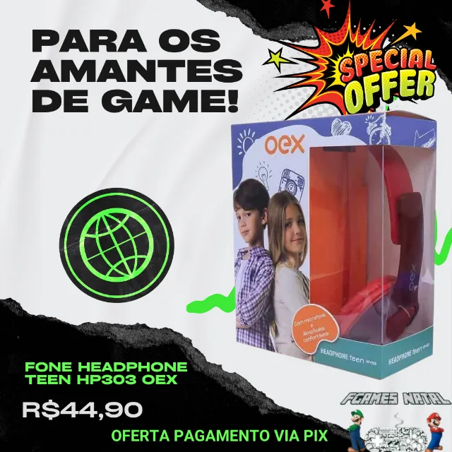Fone Headphone Teen Vermelho com microfone HP303 Oex