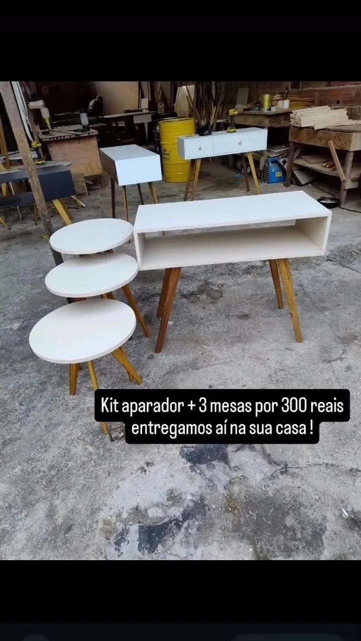 Conjunto de mesas laterais redondas por R$130 - Foto 3