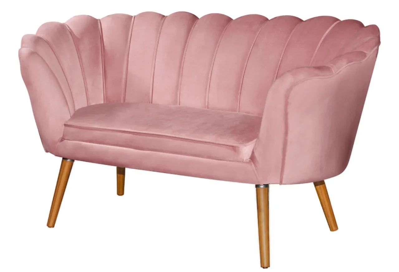 Sofá de Veludo Rosa - Estilo Vintage