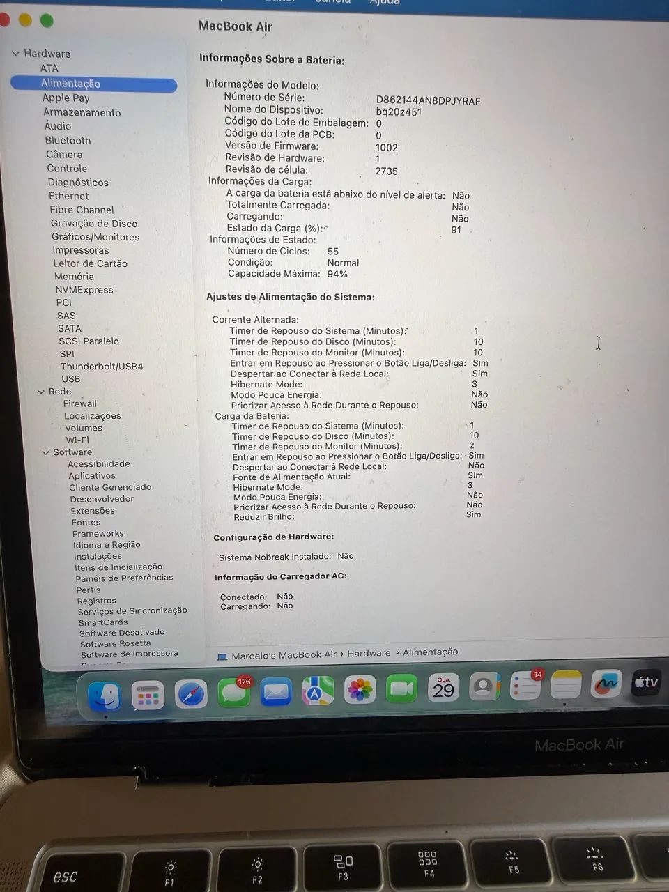 MacBook Air 13? (2020), chip Apple M1, 8 GB de RAM e SSD de 256 G