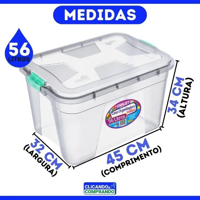 Caixa Organizadora 56 litros com trava - UNINJET - Foto 4