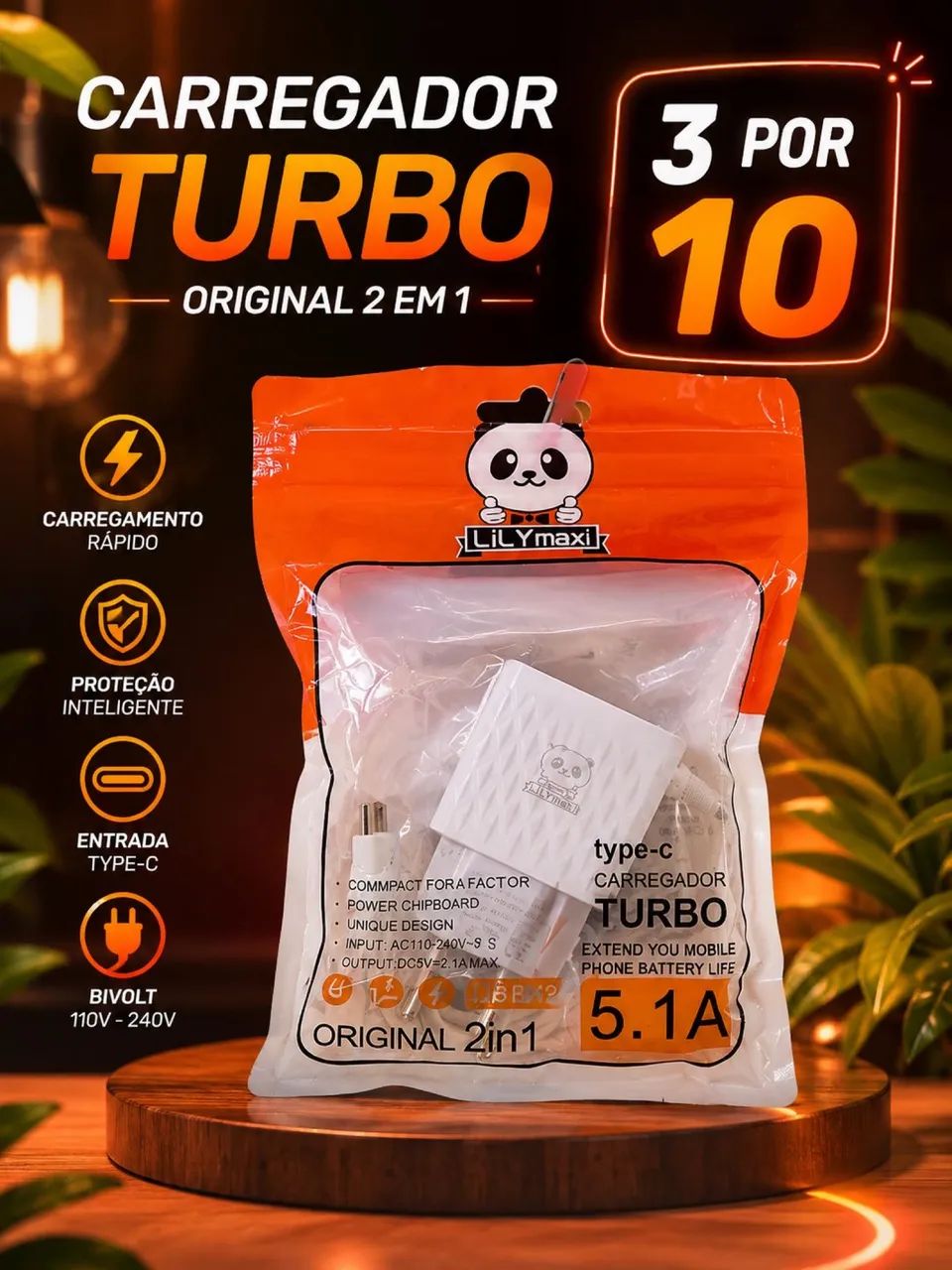 Carregador Tipo-C Completo
