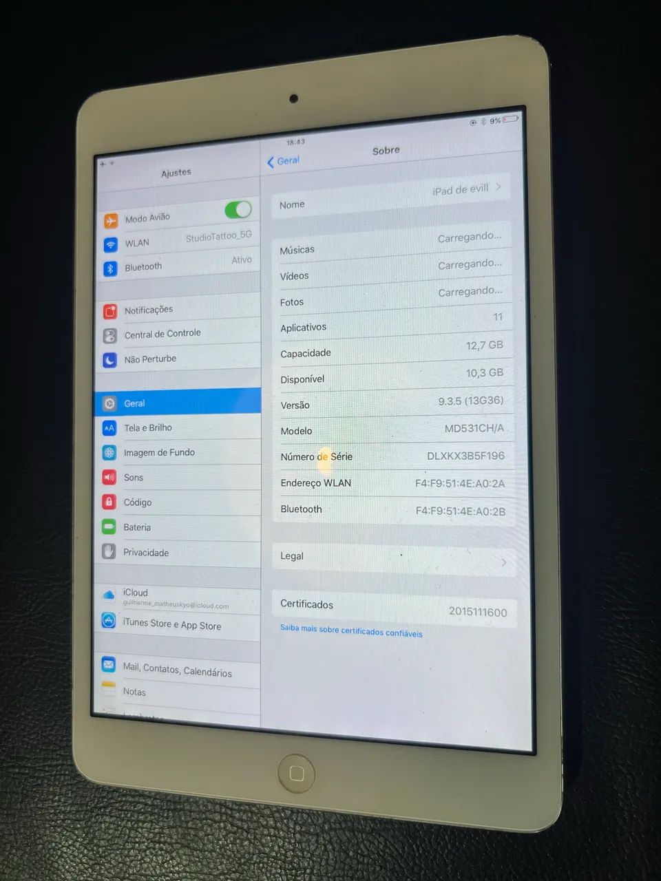 Usado ipad mini 7,9 Polegadas WiFi 16GB iOS 9,3,5  - Foto 2