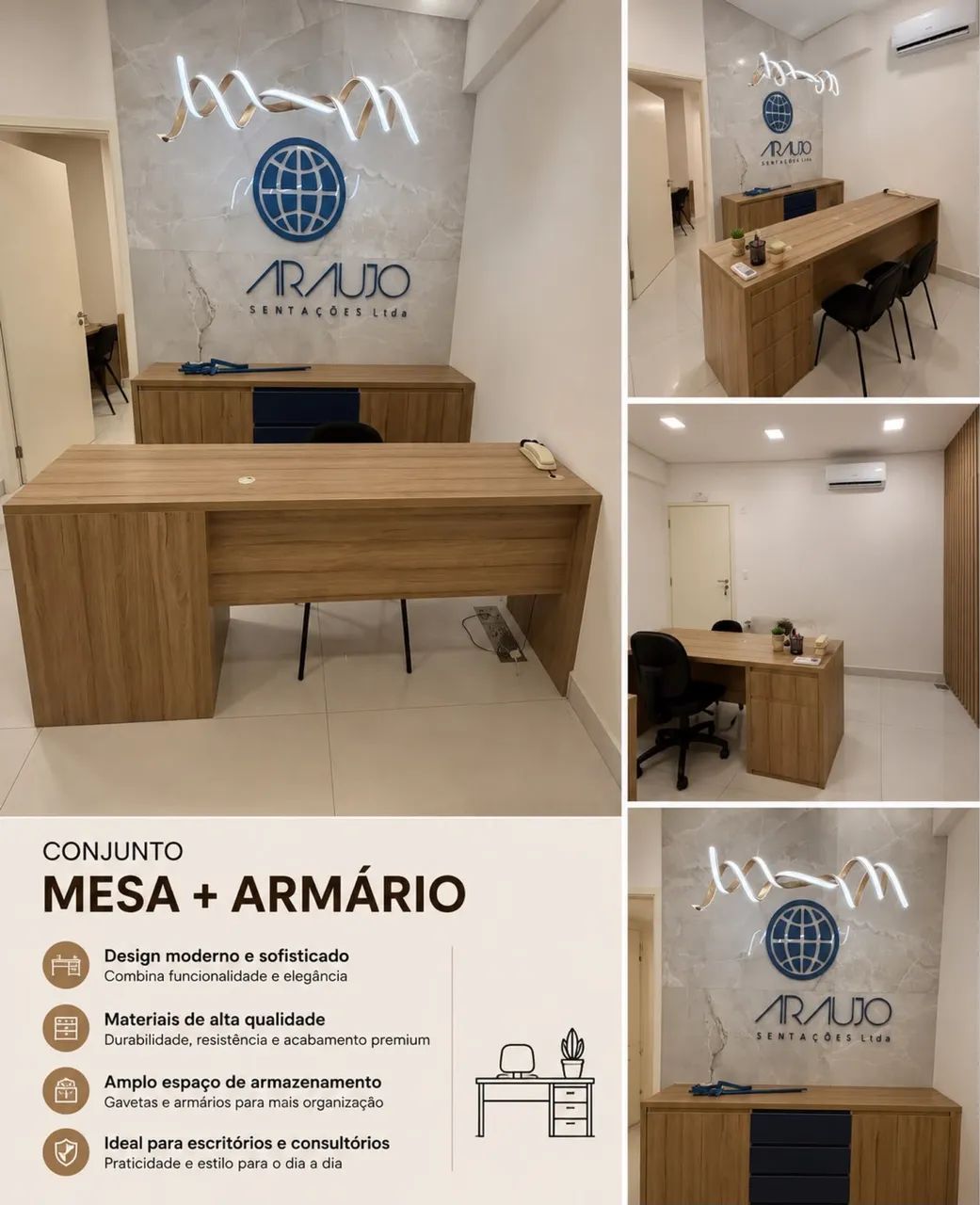 Armário e mesa de escritório 