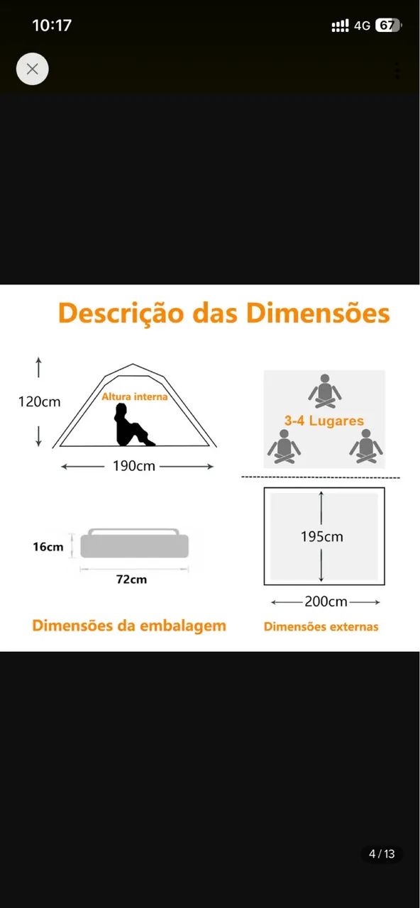 Barraca de Acampar 3-4 pessoas - Foto 2