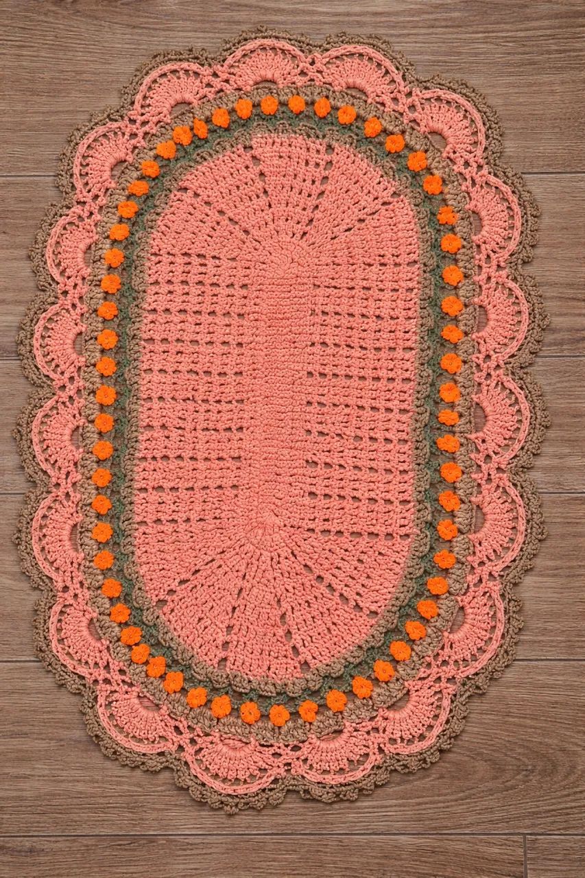 Tapete de croche oval com tulipas