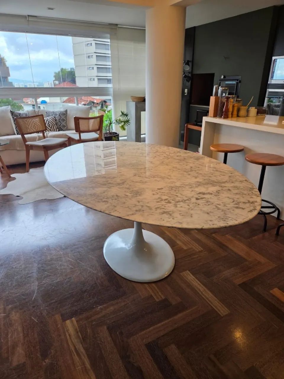 Mesa Saarinen Oval  | Lemare | Mármore Carrara - Foto 2