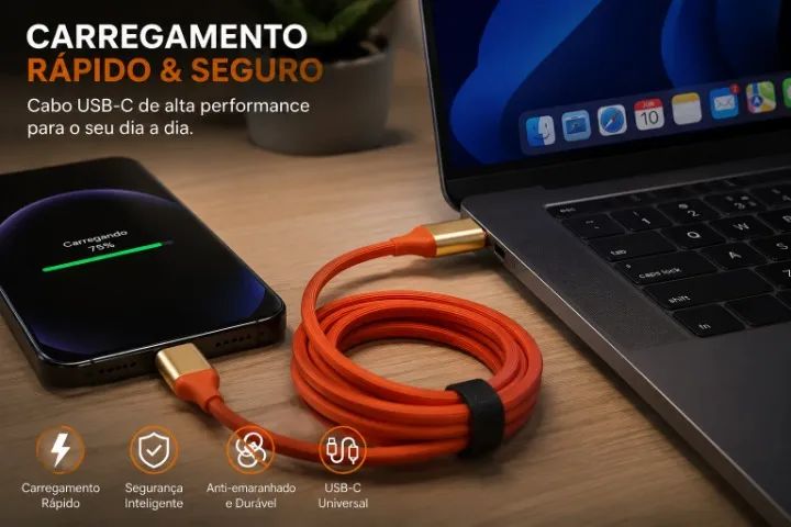 ? Cabo de Dados e Carga Rápida USB-A para Tipo-C BMAX (1 Metro) - Alta Resistência e Esti - Foto 2