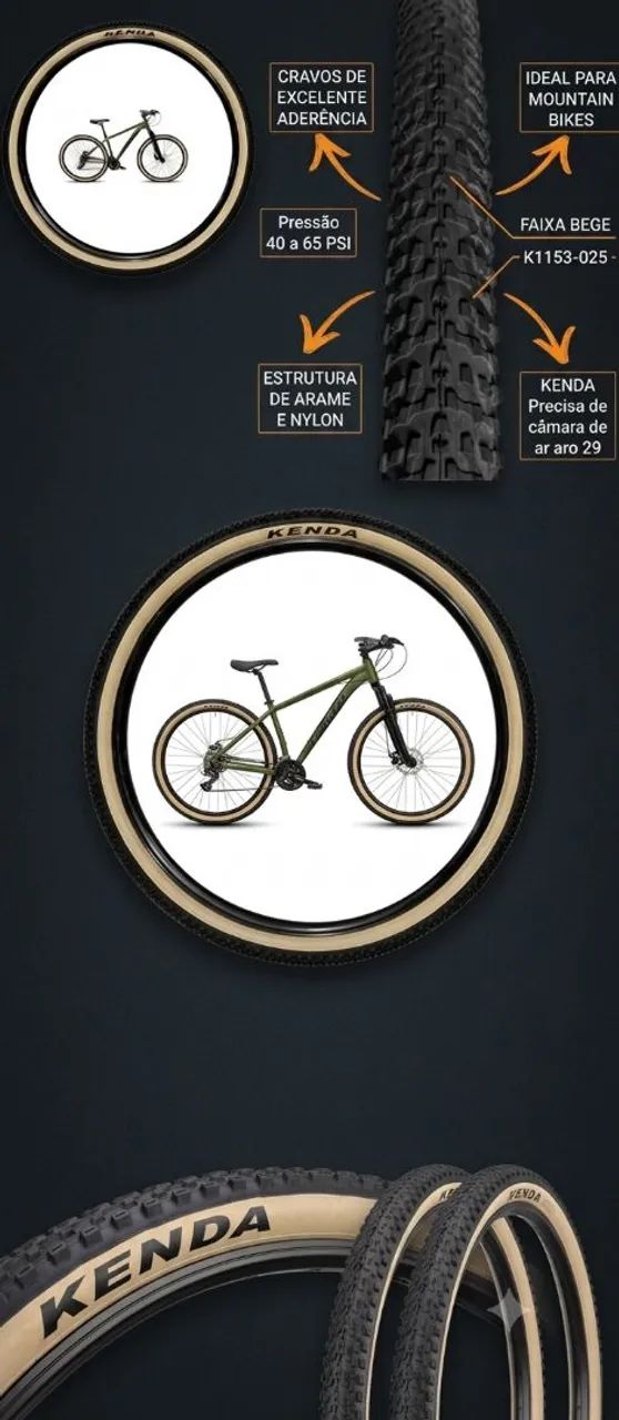 Kit 2 Pneus Kenda Aptor Aro 29x2.10 Faixa Bege (Novos) - Compra Direta