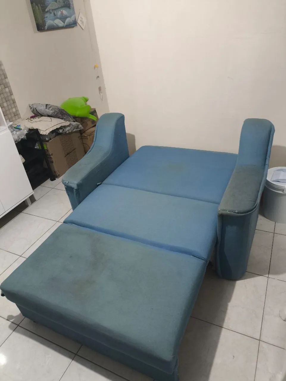 Sofá-Cama Vintage Retrátil Azul - 2 Lugares - Foto 4