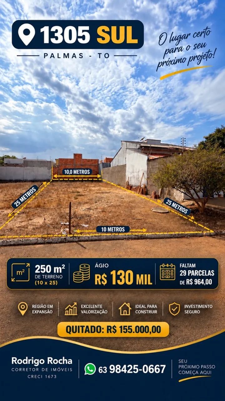 Vendo ágio de lote na 1305 sul ARSO 132 