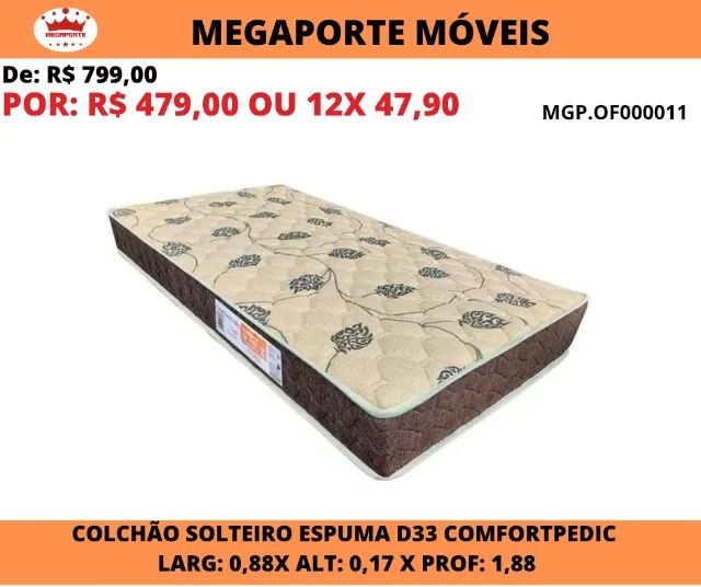 Colchão Solteiro Espuma D33 Comfortpedic