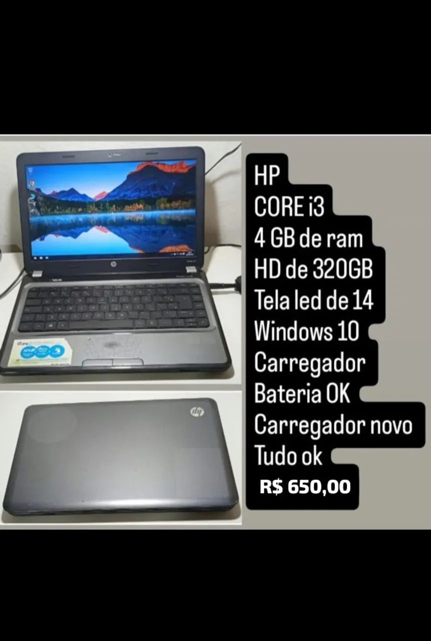 Notebook HP Core i3 4GB 320GB - Achado do Facebook + Entrega e Garantia