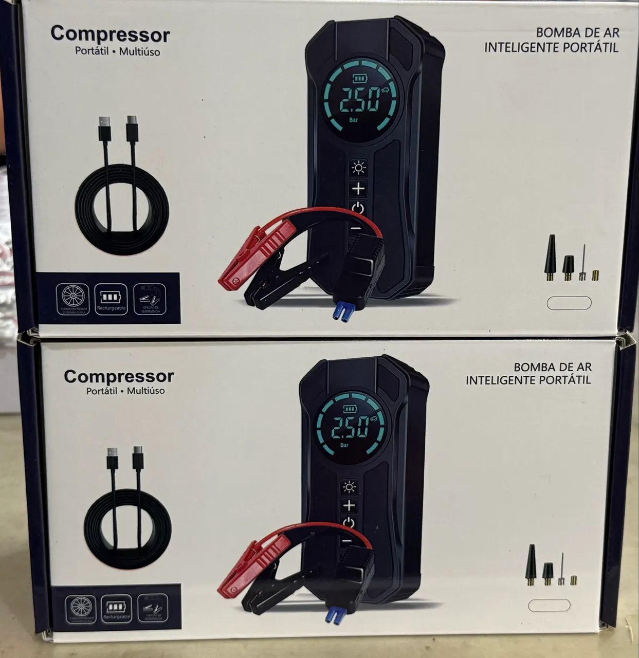 Compressor de ar portátil e auxiliar de partida  - Foto 2