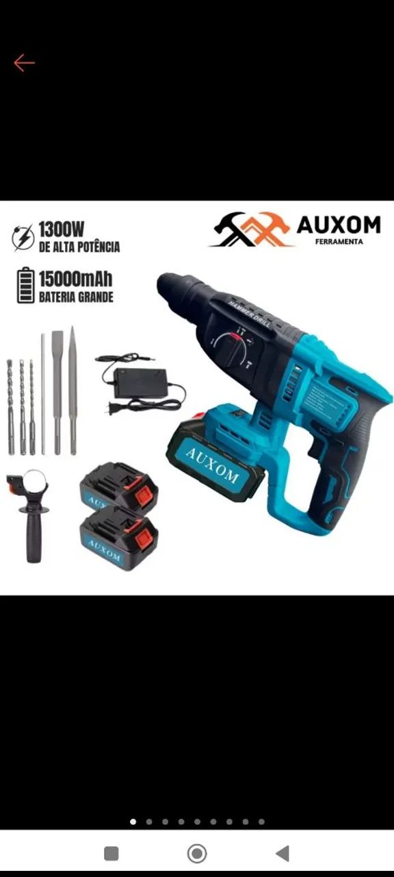 AUXOM Martelete Rotativo Rompedor Furadeira profissional 2 Baterias 48v