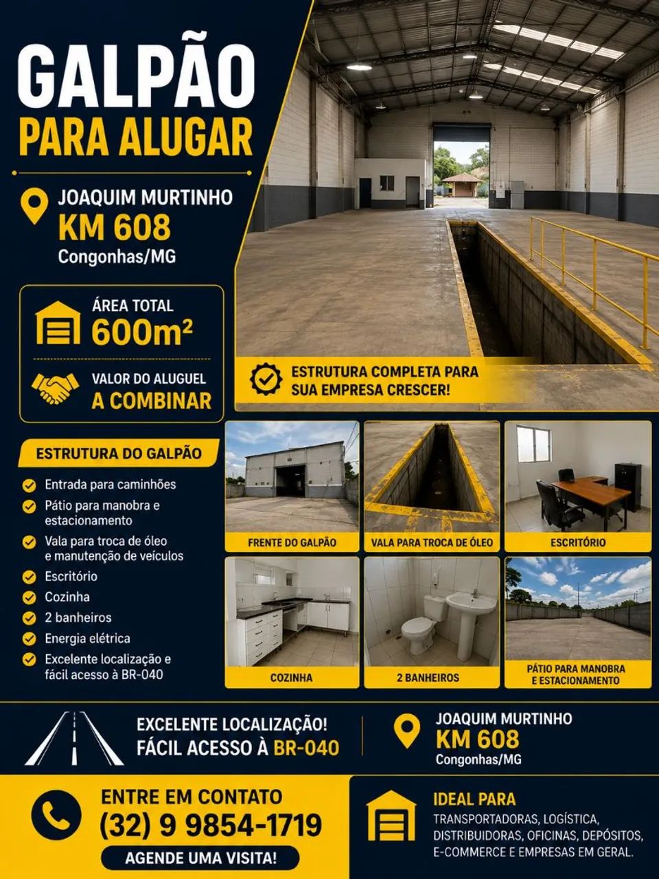 Galpão no Joaquim Murtinho Km 608 congonhas 