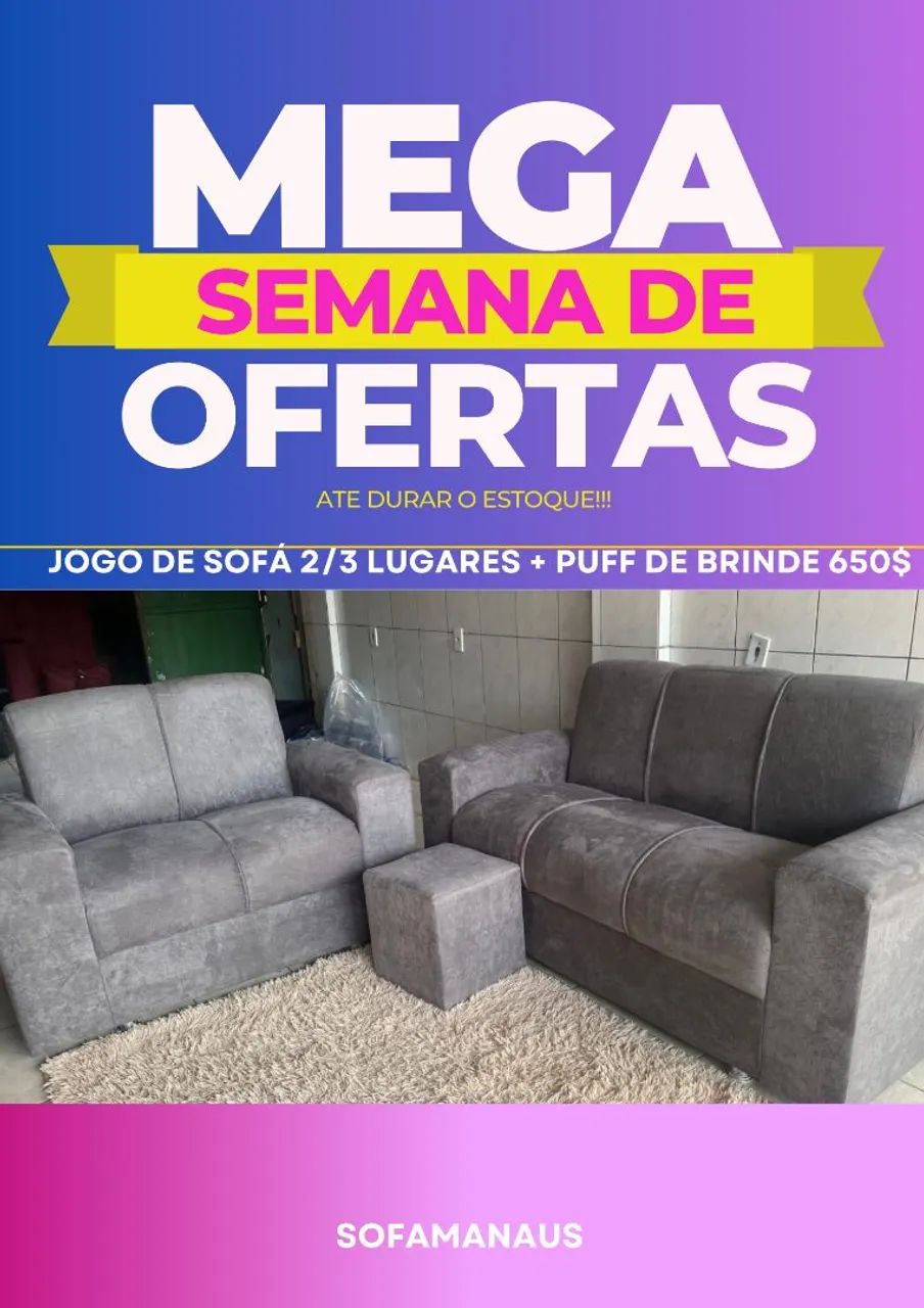 Jogo de sofá 2/3 lugares com puff de brinde  - Foto 4