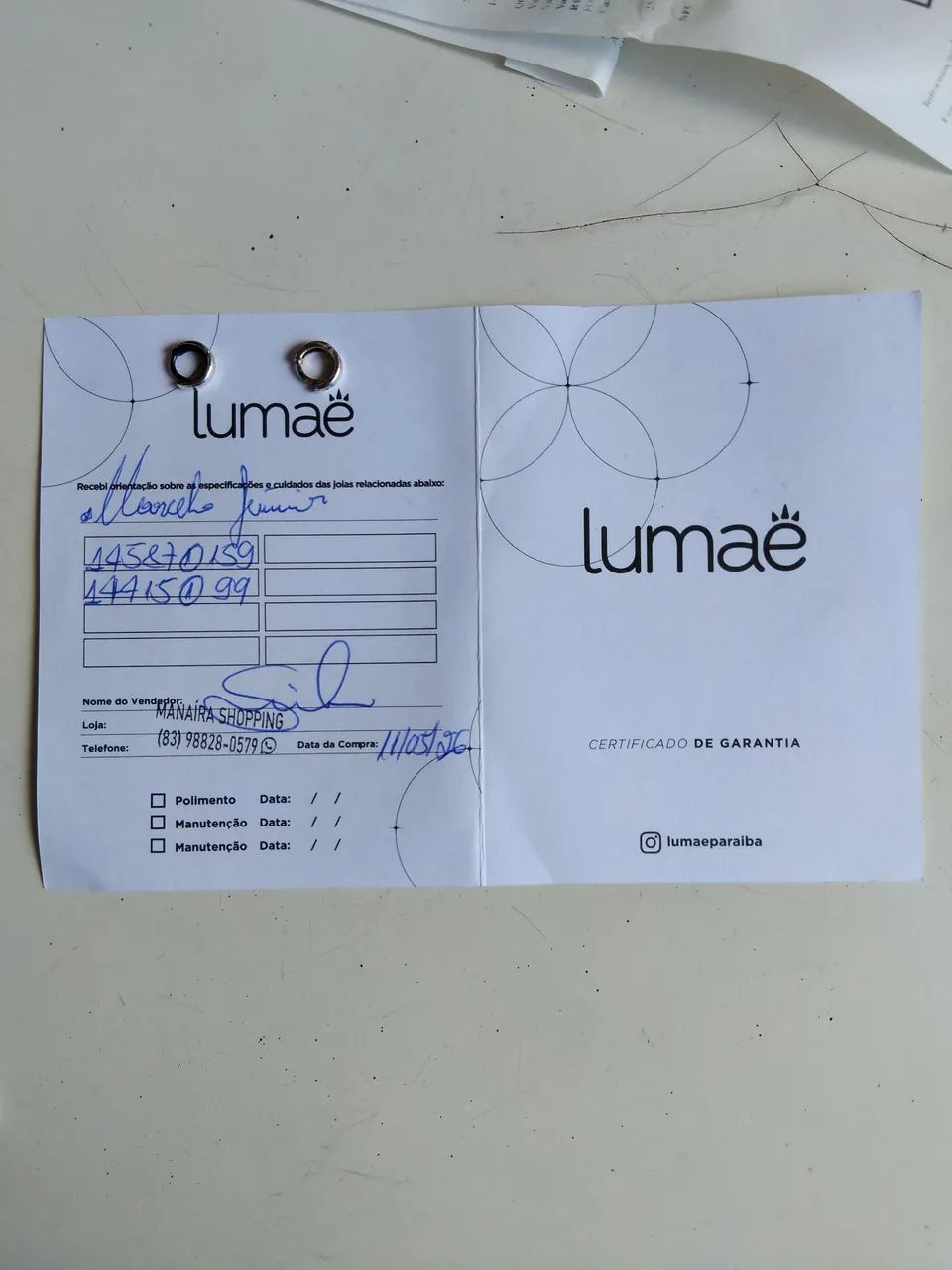 Argola prata Lumière na garantia