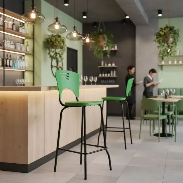 Banqueta Alta Fixa Verde Design Sofisticado para Cozinhas, Bares e Espaços Gourmet 34102 - Foto 2