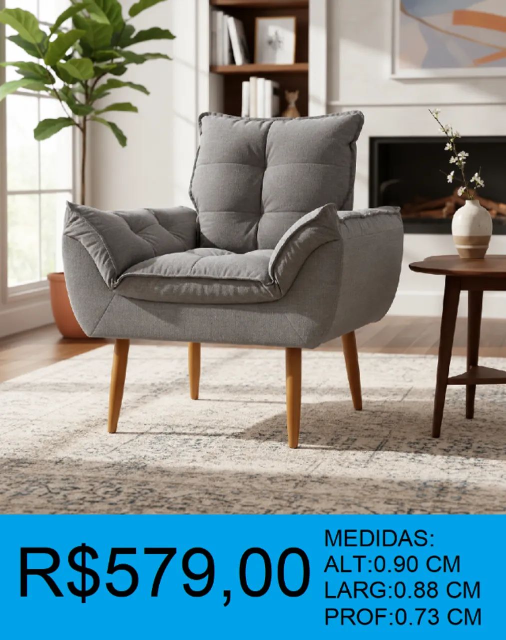 Poltrona estofada reposição - a pronta entrega 