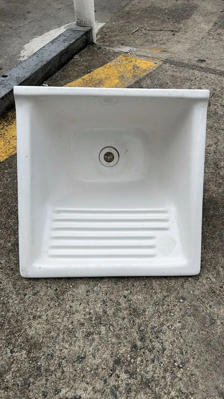 Tanque de Cerâmica Branco NOVO - Retangular