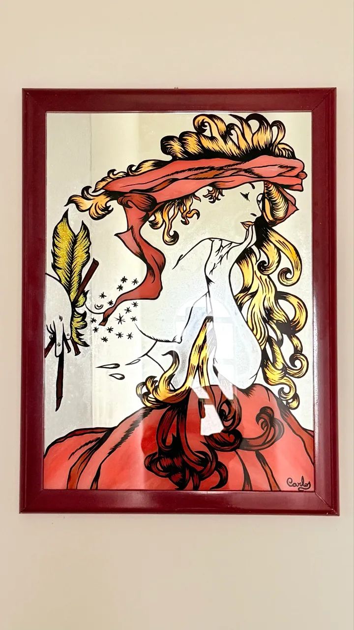 Quadro Pintado Em Espelho 