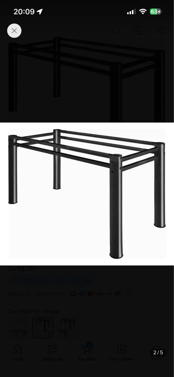 Suporte mesa 190cm