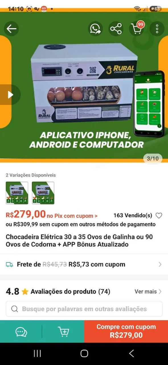Chocadeira elétrica 
