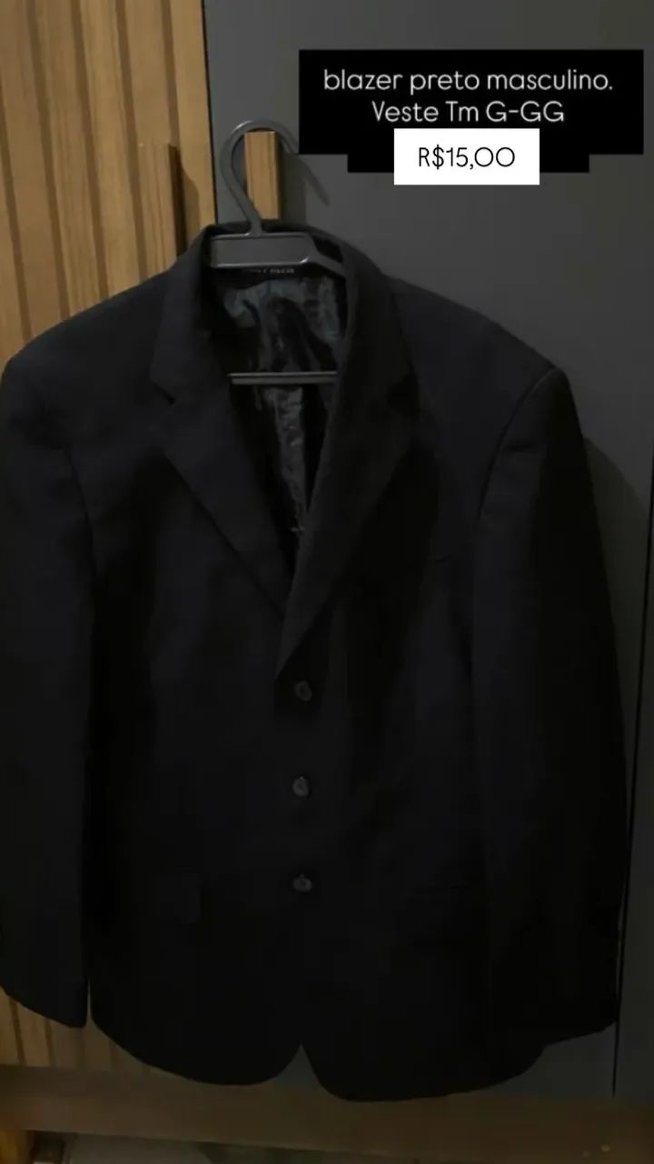 Blazer masculino preto e cinza  - Foto 2