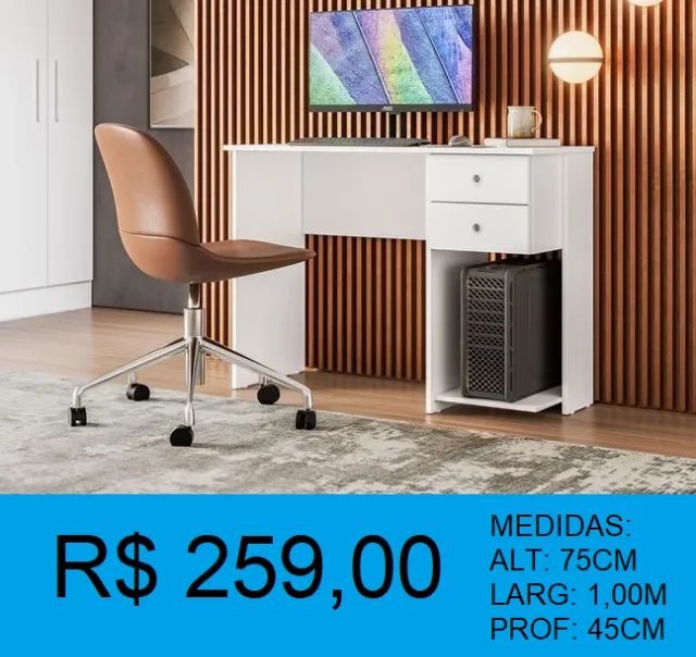 Escrivaninha duas gavetas - entrega e montagem gratuita 