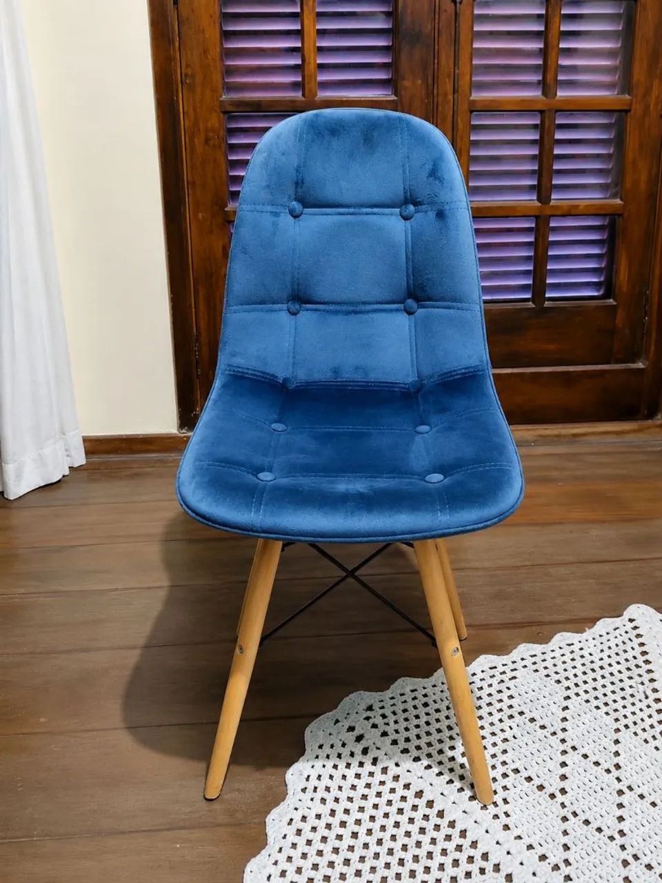 Cadeira Charles Eames Botonê Velvet Azul - Foto 2