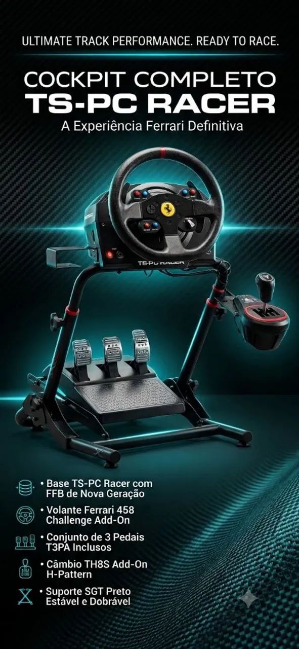 Cockpit Sim Racing Completo Thrustmaster TS-PC + Ferrari + TH8S