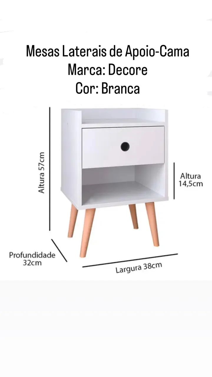 Conjunto 02 Mesas Laterais de Apoio-Cama